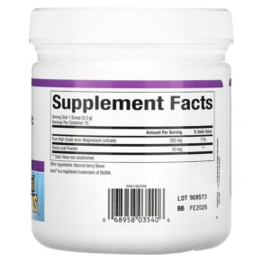 Thành phần vi chất của Natural Factors Stress-Relax Magnesium Citrate Berry Drink Mix 8.8 oz (250 g) 068958035406