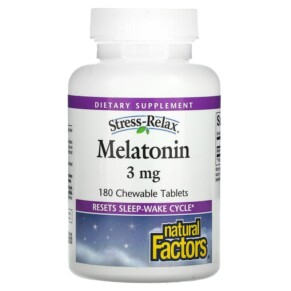 Thực phẩm chức năng Natural Factors Stress-Relax Melatonin 3 mg 180 Chewable Tablets 068958027166