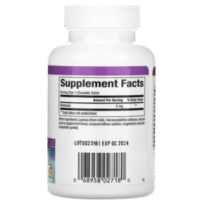 Thành phần vi chất của Natural Factors Stress-Relax Melatonin 5 mg 180 Chewable Tablets 068958027180