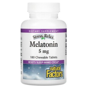 Thực phẩm chức năng Natural Factors Stress-Relax Melatonin 5 mg 180 Chewable Tablets 068958027180