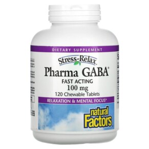 Thực phẩm chức năng Natural Factors Stress-Relax Pharma GABA 100 mg 120 Chewable Tablets 068958028385