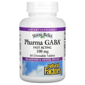 Thực phẩm chức năng Natural Factors Stress-Relax Pharma GABA 100 mg 60 Chewable Tablets 068958028354