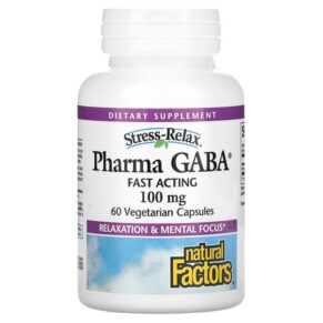 Thực phẩm chức năng Natural Factors Stress Relax Pharma GABA 100 mg 60 Vegetarian Capsules 068958028361