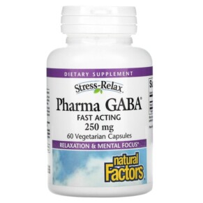 Thực phẩm chức năng Natural Factors Stress-Relax Pharma GABA 250 mg 60 Vegetarian Capsules 068958028484