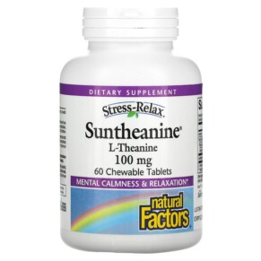 Thực phẩm chức năng Natural Factors Stress-Relax Suntheanine L-Theanine 100 mg 60 Chewable Tablets 068958028323