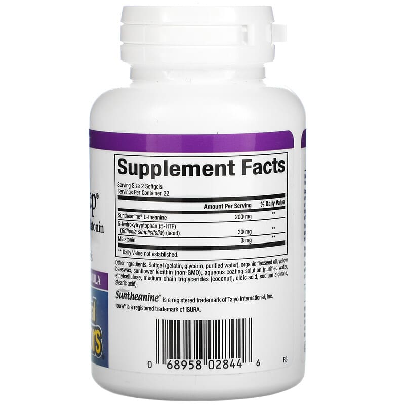 Natural Factors Stress-Relax Tranquil Sleep 5-HTP Suntheanine & Melatonin 45 Enteric Coated Softgels 2 Thành phần vi chất của Natural Factors Stress-Relax Tranquil Sleep 5-HTP Suntheanine & Melatonin 45 Enteric Coated Softgels 068958028446