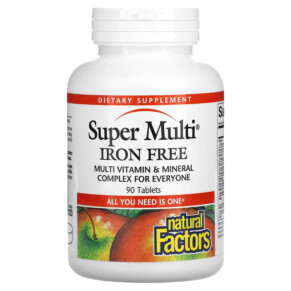 Thực phẩm chức năng Natural Factors Super Multi Iron Free 90 Tablets 068958015088