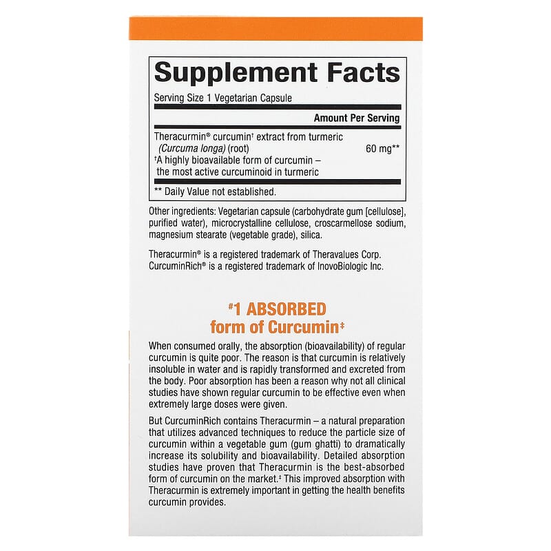 Natural Factors Theracurmin Double Strength 30 Vegetarian Capsules 2 Thành phần vi chất của Natural Factors Theracurmin Double Strength 30 Vegetarian Capsules 068958045436