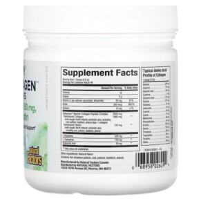 Thành phần vi chất của Natural Factors Total Body Marine Collagen Bioactive Peptides Unflavored 4.8 oz (135 g) 068958026299