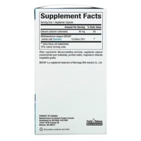 Thành phần vi chất của Natural Factors Travel Biotic BB536 10 Billion 30 Vegetarian Capsules 068958018133