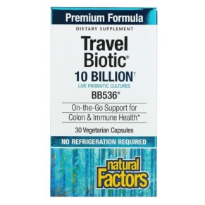 Thực phẩm chức năng Natural Factors Travel Biotic BB536 10 Billion 30 Vegetarian Capsules 068958018133