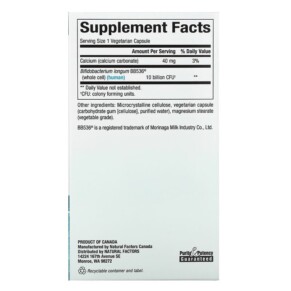 Thành phần vi chất của Natural Factors Travel Biotic BB536 10 Billion 60 Vegetarian Capsules 068958018126