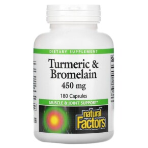 Thực phẩm chức năng Natural Factors Turmeric & Bromelain 450 mg 180 Capsules 068958017396