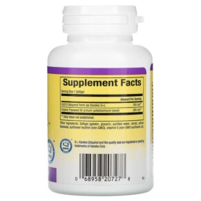 Thành phần vi chất của Natural Factors Ubiquinol Active CoQ10 100 mg 30 Softgels 068958207278