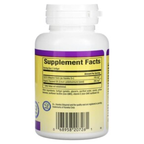 Thành phần vi chất của Natural Factors Ubiquinol Active CoQ10 100 mg 60 Softgels 068958207261