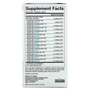 Thành phần vi chất của Natural Factors Ultimate Probiotic 12/12 Formula 12 Billion 60 Vegetarian Capsules 068958018478