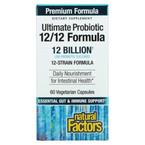 Thực phẩm chức năng Natural Factors Ultimate Probiotic 12/12 Formula 12 Billion 60 Vegetarian Capsules 068958018478