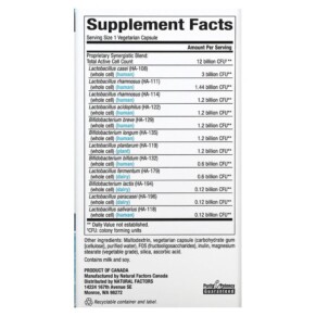 Thành phần vi chất của Natural Factors Ultimate Probiotic 12/12 Formula 12 Billion CFU 120 Vegetarian Capsules 068958018485