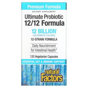 Thực phẩm chức năng Natural Factors Ultimate Probiotic 12/12 Formula 12 Billion CFU 120 Vegetarian Capsules 068958018485