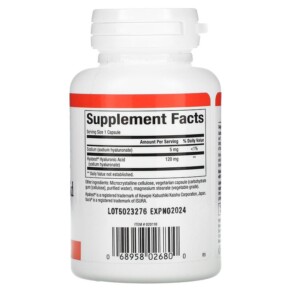 Thành phần vi chất của Natural Factors Vegan Hyabest Hyaluronic Acid 120 mg 60 Vegetarian Capsules 068958026800