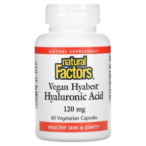 Thực phẩm chức năng Natural Factors Vegan Hyabest Hyaluronic Acid 120 mg 60 Vegetarian Capsules 068958026800