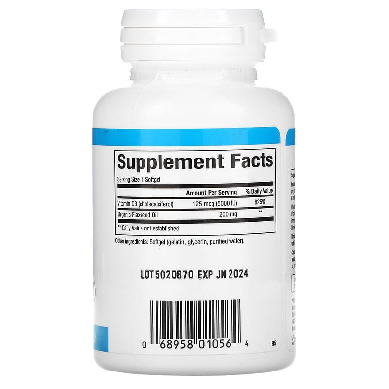 Natural Factors Vitamin D3 125 mcg (5.000 IU) 120 Softgels 2 Thành phần vi chất của Natural Factors Vitamin D3 125 mcg (5.000 IU) 120 Softgels 068958010564