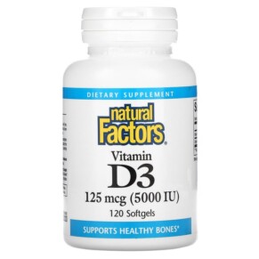 Thực phẩm chức năng Natural Factors Vitamin D3 125 mcg (5.000 IU) 120 Softgels 068958010564