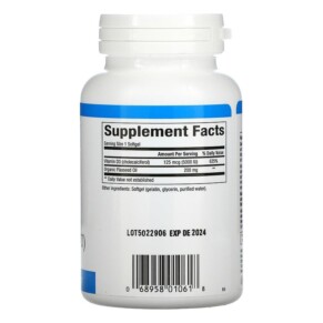 Thành phần vi chất của Natural Factors Vitamin D3 125 mcg (5.000 IU) 240 Softgels 068958010618