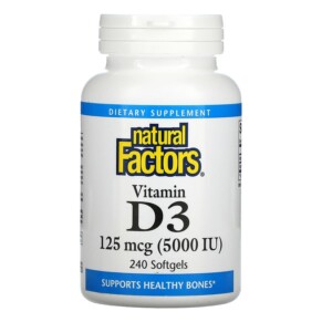 Thực phẩm chức năng Natural Factors Vitamin D3 125 mcg (5.000 IU) 240 Softgels 068958010618