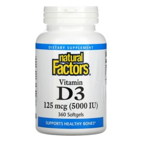 Thực phẩm chức năng Natural Factors Vitamin D3 125 mcg (5.000 IU) 360 Softgels 068958010625
