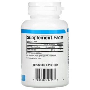 Thành phần vi chất của Natural Factors Vitamin D3 25 mcg (1.000 IU) 180 Softgels 068958010540