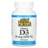 Thực phẩm chức năng Natural Factors Vitamin D3 25 mcg (1.000 IU) 180 Tablets 068958010519