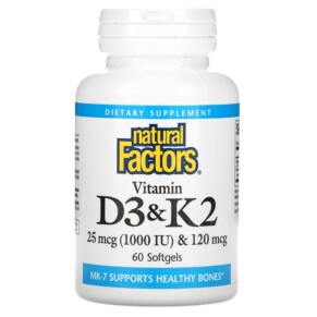 Thực phẩm chức năng Natural Factors Vitamin D3 & K2 60 Softgels 068958012926