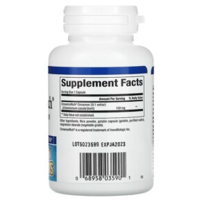 Thành phần vi chất của Natural Factors WellBetX CinnamonRich 150 mg 60 Capsules 068958035901