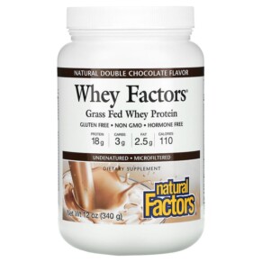 Thực phẩm chức năng Natural Factors Whey Factors Grass Fed Whey Protein Natural Double Chocolate 12 oz (340 g) 068958029276