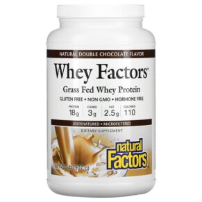 Thực phẩm chức năng Natural Factors Whey Factors Grass Fed Whey Protein Natural Double Chocolate 2 lb (907 g) 068958029344