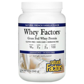Thực phẩm chức năng Natural Factors Whey Factors Grass Fed Whey Protein Natural French Vanilla 12 oz (340 g) 068958029269