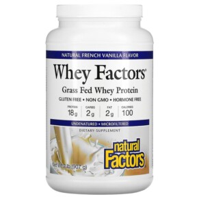 Thực phẩm chức năng Natural Factors Whey Factors Grass Fed Whey Protein Natural French Vanilla Flavor 2 lb (907 g) 068958029320