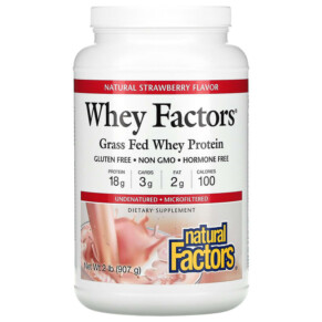 Thực phẩm chức năng Natural Factors Whey Factors Grass Fed Whey Protein Natural Strawberry 2 lb (907 g) 068958029337