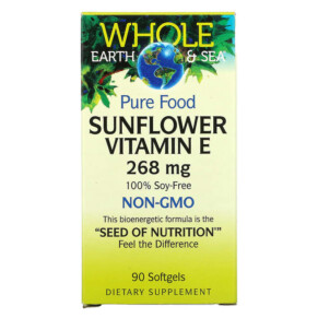 Thực phẩm chức năng Natural Factors Whole Earth & Sea Sunflower Vitamin E 268 mg 90 Softgels 068958355139