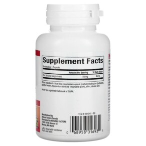 Thành phần vi chất của Natural Factors Zinc Bisglycinate 50 mg 60 Vegetarian Capsules 068958016931
