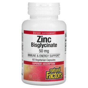 Thực phẩm chức năng Natural Factors Zinc Bisglycinate 50 mg 60 Vegetarian Capsules 068958016931