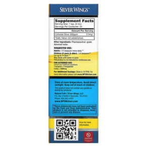 Thành phần vi chất của Natural Path Silver Wings Colloidal Silver Extra Strength 500 PPM 4 fl oz (120 ml) 613405610660