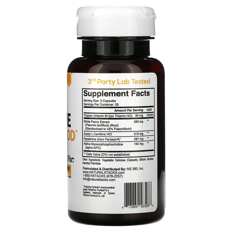 Natural Stacks Acetyl-Choline Brain Food 60 Vegetarian Capsules 2 Thành phần vi chất của Natural Stacks Acetyl-Choline Brain Food 60 Vegetarian Capsules 673869563988
