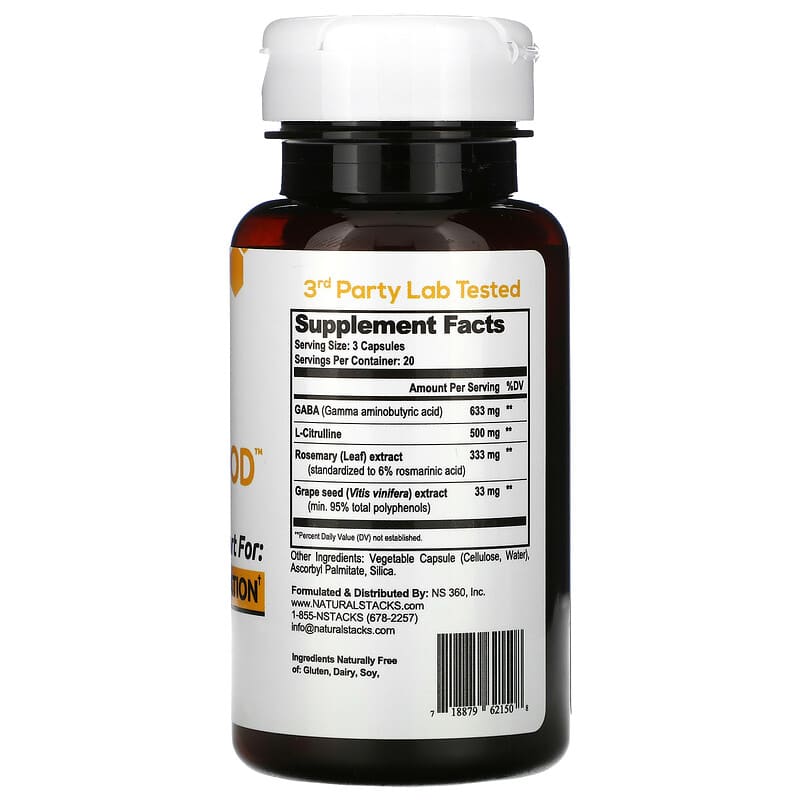 Natural Stacks Gaba Brain Food 60 Vegetarian Capsules 2 Thành phần vi chất của Natural Stacks Gaba Brain Food 60 Vegetarian Capsules 718879621508