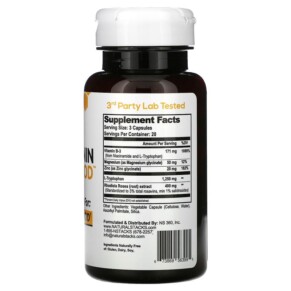 Thành phần vi chất của Natural Stacks Serotonin Brain Food 60 Vegetarian Capsules 673869563995