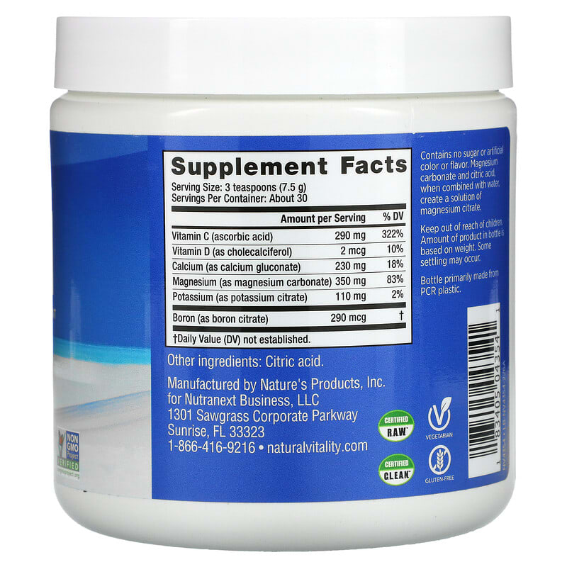 Natural Vitality CALM Plus Calcium The Anti-Stress Drink Mix Original (Unflavored) 8 oz (226 g) 2 Thành phần vi chất của Natural Vitality CALM Plus Calcium The Anti-Stress Drink Mix Original (Unflavored) 8 oz (226 g) 183405043541