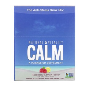 Thực phẩm chức năng Natural Vitality CALM The Anti-Stress Drink Mix Raspberry-Lemon 30 Single Serving Packs 0.12 oz (3.3 g) Each 183405000636