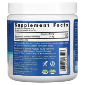 Thành phần vi chất của Natural Vitality CALM The Anti-Stress Drink Mix Raspberry-Lemon 8 oz (226 g) 183405043503