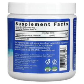 Thành phần vi chất của Natural Vitality CALM The Anti-Stress Drink Mix Sweet Lemon 8 oz (226 g) 183405043527